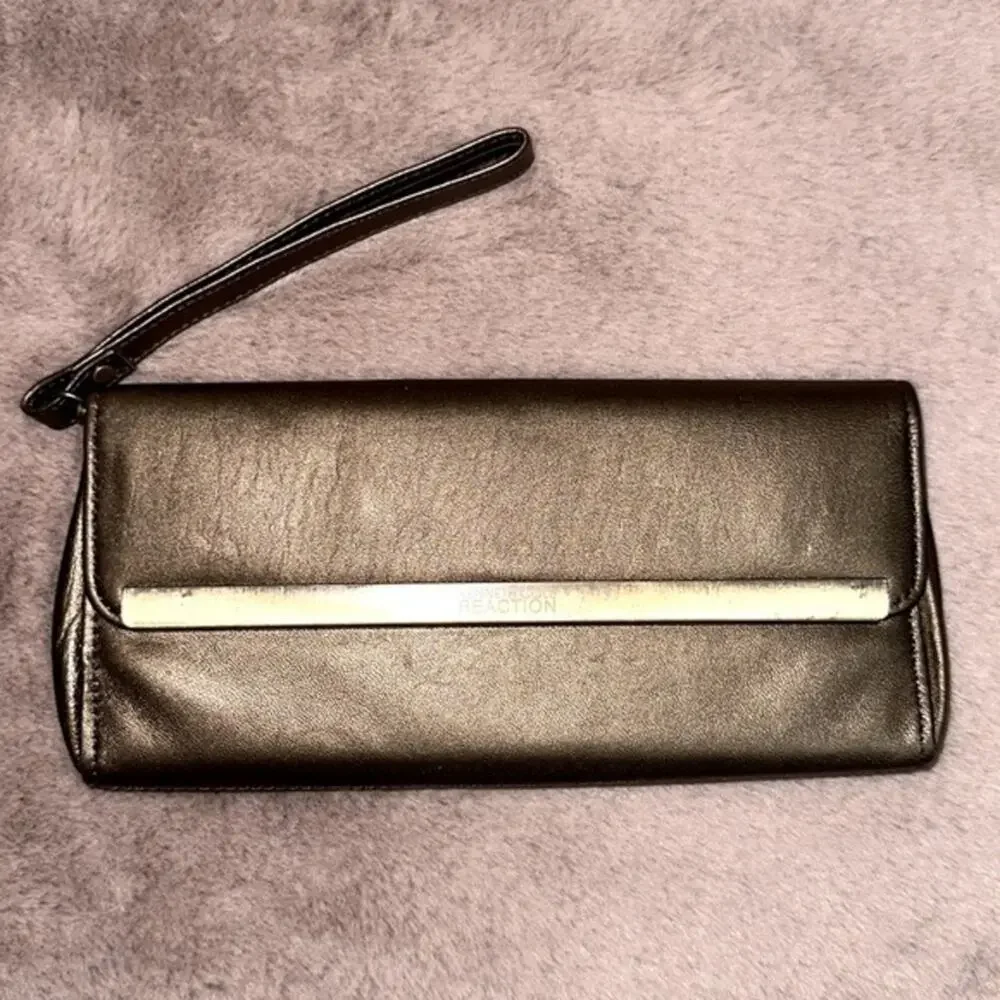 KENNETH COLE Reaction Antique Gold Leather Wristlet